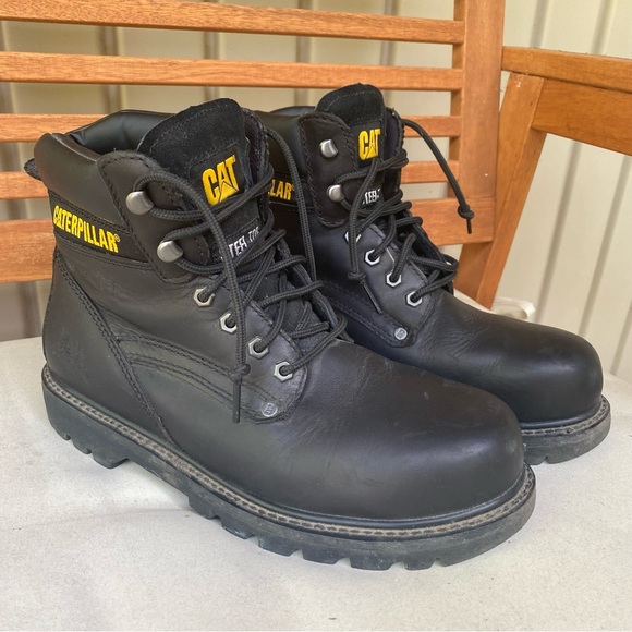 Caterpillar Shoes Caterpillar Steel Toe Black Leather Work Boots